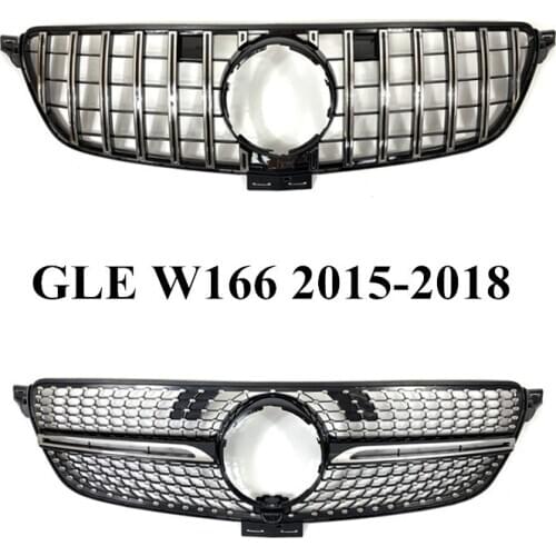 For W166 ABS Auto Front Grille For B-enz GLE Class W166 2015 2016 2017 2018 Black GT /Diamond Style Car Accessories Bumper Grill