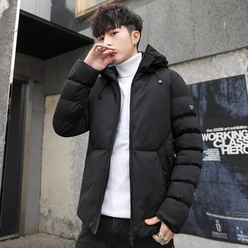 Casual masculine black thickened cotton-padded clothes Slim baseball coats size Down Warm anorak parkas men warm winter Jacket