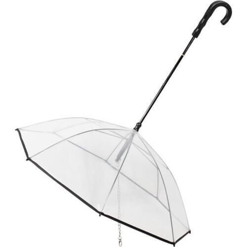 Transparent PE Pet Umbrella Small Dog Umbrella Rain Gear with Dog Leads Keeps Pet Dry Comfortable in Rain Snowing