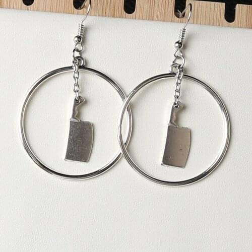Cleaver earrings exaggerate Gothic steampunk hoop earring jewelry Halloween Womans Gift charm fashion carver