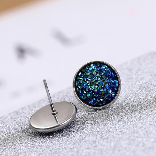 Colorful Natural Resin All Over The Sky Star Earrings Popular Personality Colorful Crystal Natural Resin Stainless Steel Earring