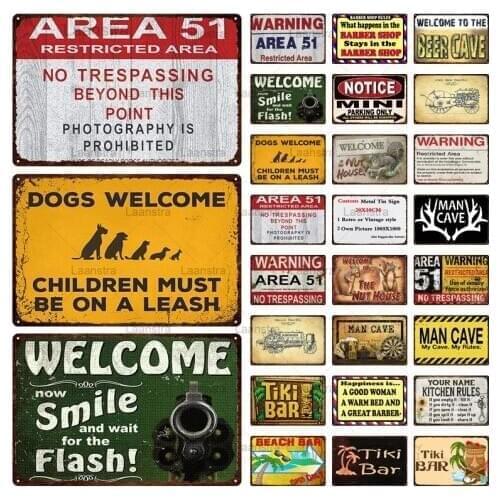 Listing Welcome Sign Patch Decoration Private Space Door Warning Sign Prompt Card Decoration Metal Sign Poster Wall Art Door