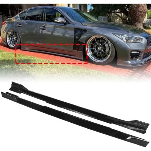 For Infiniti Q50 Sport Version Only 2014-2020 Side Skirt Extension Splitter Lower Split Type Carbon Fiber Look Moulding Strip