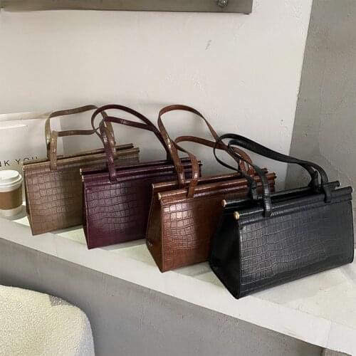 2021 Summer Women Shoulder Bag Crocodile Texture Solid New Fashion Underarm Vintage Retro Casual Hasp Female Handbag