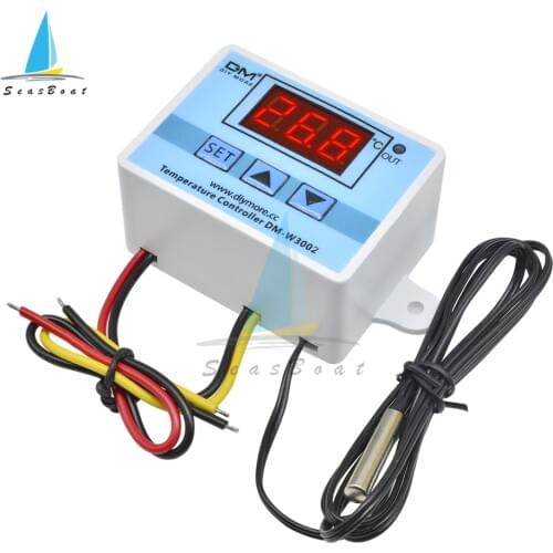 XH-W3002 220V 24V 12V Digital LED Temperature Controller 10A Thermostat Control Switch with Waterproof Sensor Probe W3002