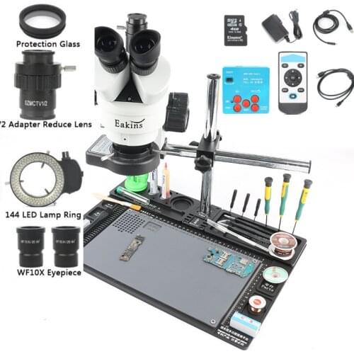 3.5-90X Simul-focal Trinocular Stereo Microscope 30MP 2K HDMI Digital Camera Aluminum Workbench For Phone Chip Soldering Repair