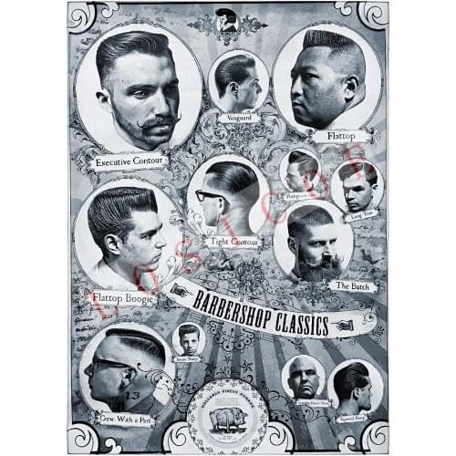 Vintage Hairdresser Tattoos Patterned Posters Kraft paper Interior Painting Restoring Wall Sticker Barber shop Home Decoration T