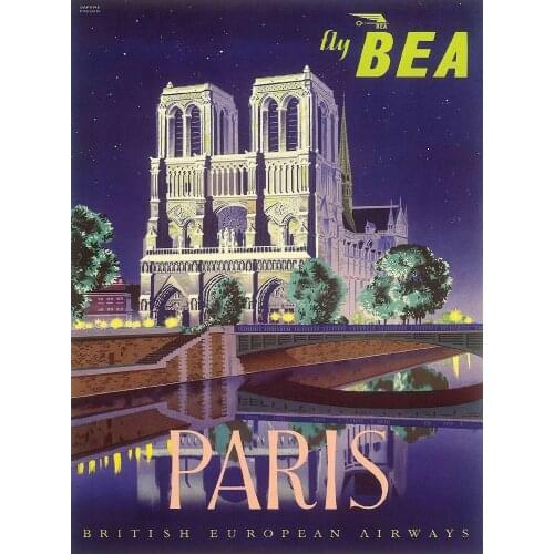 Vintage Travel Paris French Art print Silk poster Home Wall Decor