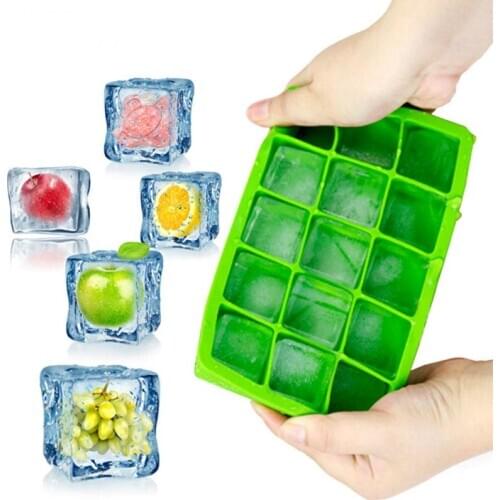 1PC Silicone Ice Cube Maker Form For Ice Candy Cake Pudding Chocolate Molds Easy-Release Square Shape Ice Cube Trays Molds Hot