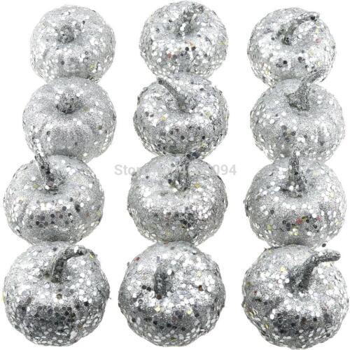 Gresorth 12pcs Fake Sliver Pumpkins Artificial Food Model for Home Kitchen Halloween Decoration - 6 cm