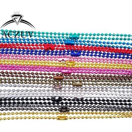 120Pcs 2mm 40cm to 80cm Metal Ball Bead Necklace Chains with Clasp Findings for Jewelry Pednant Making Accessories