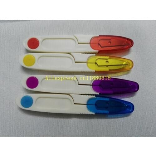 1200pcs/lot U Shape Clippers Sewing Trimming Scissors Nippers Transparent Cover Mini Cross-stitch Embroidery Clipper Cutter