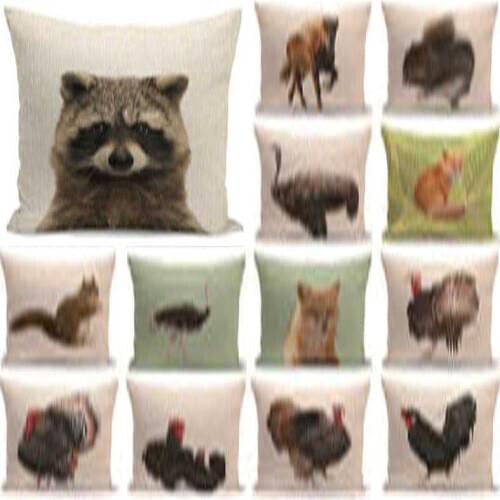 18" inch Decorative Animal Home Decor Art Pillow Cushion Cover Case Cotton Linen Throw