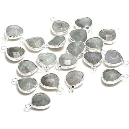 2pcsNatural Drop-shaped Faceted Glitter Stone PendantCharms for Jewelry Making DIY Necklace Accessories