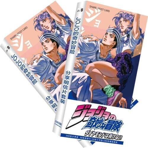 340Pcs/Set Anime JoJos Bizarre Adventure Postcard Cartoon Figure Greeting Card Message Card Gift Stationery