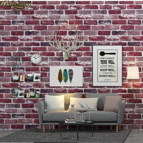 Beibehang papel parede 3D Waterproof Brick Wallpaper Roll Vinyl PVC Rustic Realistic Faux stone Wall Paper for home improvement