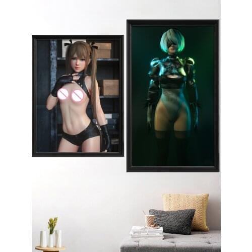 3DCG Cartoon Kpop Sexy Nude Girl Nier Automata 2B Korea Style DOA Rose Ada Wong Art-Poster Decoration Silk Home Prints Wall