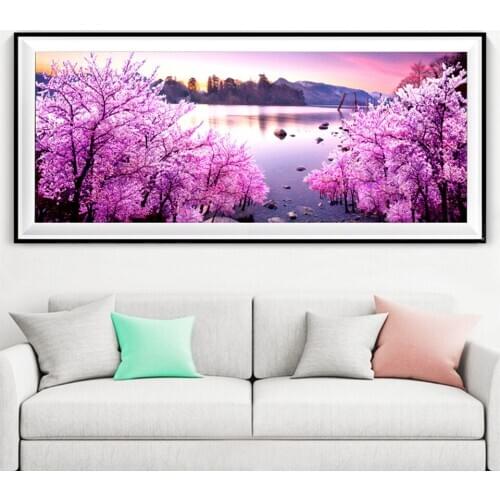 5D Diy Diamond Painting Pink Lake Snow Diamond Embroidery Cross Stitch Full Square Round Mosaic landscape Home Decoration