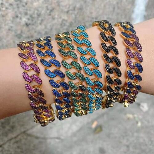 Charm 3PCS CZ Cuban Bracelet Iced Out Link Chain For Women Men Hip Hop Paved CZ Rapper Luxury Bracelet Jewelry Accessories Gift