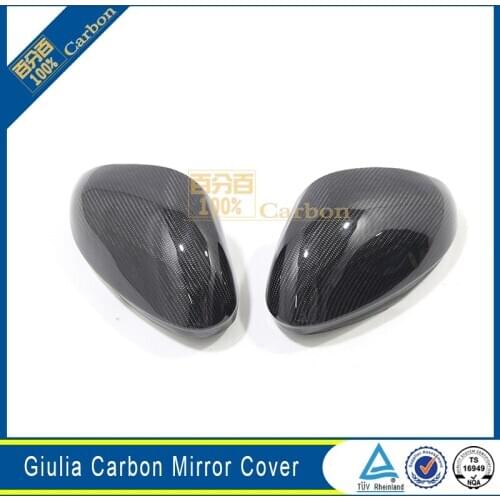 For Alfa Romeo Giulia Carbon Fiber Rearview Mirror Cover Add On Type