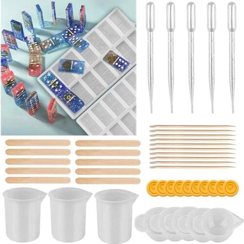 45pcs/set Dominoes Mold for Resin Casting Double Six Silicone Mold DIY Crafts Tool Kit