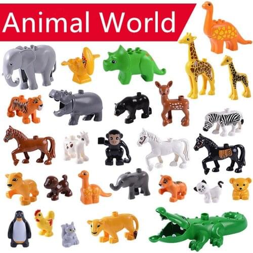 Animal Toys Diy Building Blocks Animal Accessories Figures Panda Tiger Compatible With Building Block Toys For Kids Toy Gift