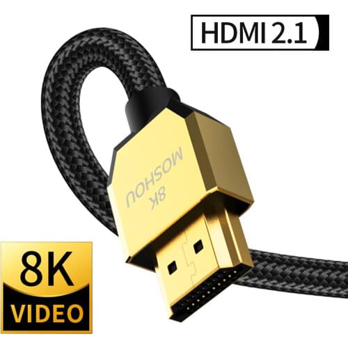 MOSHOU HDMI 2.1 Cable 8K/60Hz 4K/120Hz 48Gbps HDCP2.2 HDMI Cable Cord for PS4 Splitter Switch Audio Video Cable 8K HDMI 2.1