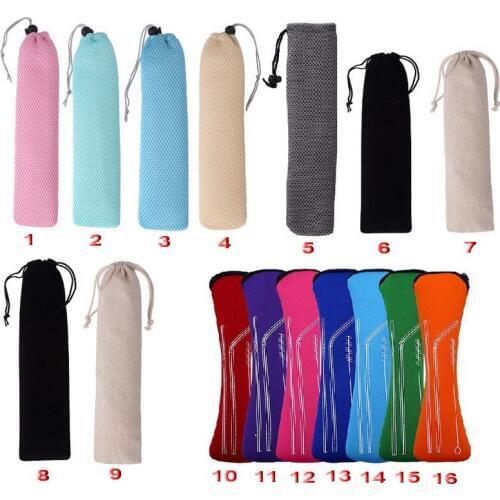 Reusable Bag For Stainless Steel Metal Bamboo Drinking Straw Cutlery Travel Camping Chopsticks Spoon Fork Knife Storage Bag