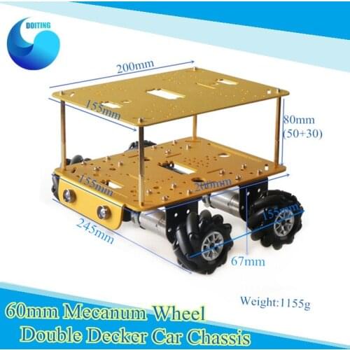 60mm Mecanum Wheel Double Decker Car Chassis Kit Omni Wheel Robot Arduino Mecanum Robot For Toy DIY DC300