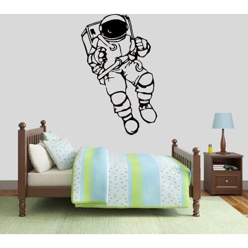 Astronaut Wall Decal Smoke Shop Lounge Bar Teens Bedroom Space Style Interior Decor Fridge Door Window Vinyl Stickers Art E185
