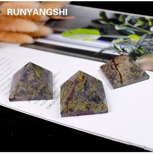 Natural Dragon blood stone Crystal Pyramid Quartz Healing Stone crystal Point Home Decor Crafts Of Gem Stone 1PC