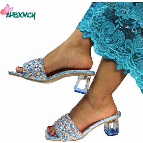 2021 Office Lady New Coming Shoes in Sky Blue Color Europen -Style High Quality Slipper for Party