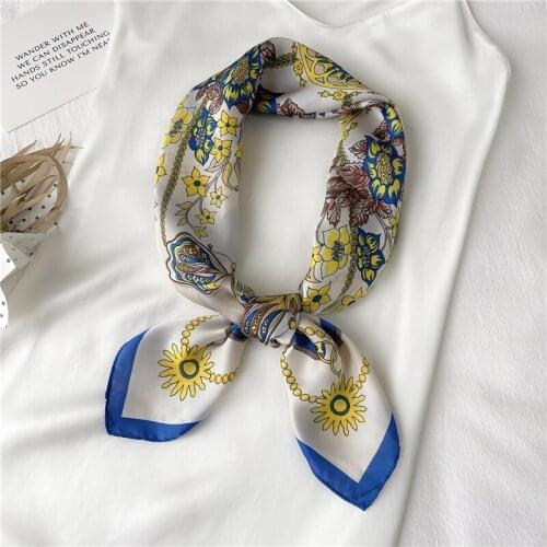 Square Scarf Women Print Silk Satin Neck Tie Female Hair Accessories Headwear Shawl Hijab Ladies Neckerchief Hand Bag Foulard