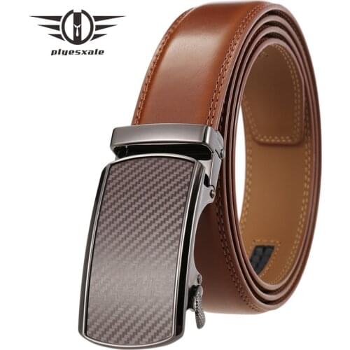 Cow Genuine Leather Belt For Men Business Leisure Mens Automatic Alloy Buckle Belts Luxury High Quality Black Dark Brown B304