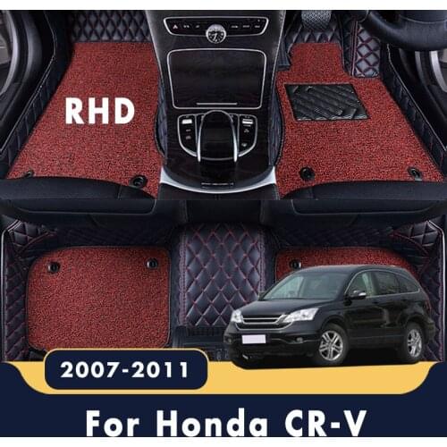 RHD For Honda CR-V CRV 2011 2010 2009 2008 2007 Luxury Double Layer Wire Loop Car Floor Mats Carpets Interior Styling Protect