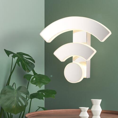 Nordic Minimalist Creative WIFI Shape Acrylic LED Wall Lamp LED Modern White Bedroom Bedside Lamp Hotel Aisle Light AC90-260V