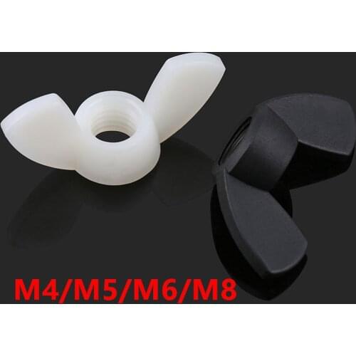20pcs 10pcs DIN315 M4 M5 M6 M8 Hand Thumb Screws Tighten Black or White Nylon Nut Wingnut Butterfly Nut Ingot Plastic Wing Nuts
