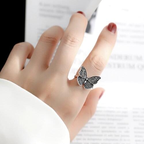 YIZIZAI New design fashion jewelry opening high-grade butterfly ring luxury shiny cocktail party ring for women