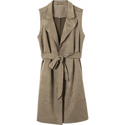 Autumn and winter womens mid-length waistcoat jacket, belt temperament, one hundred towers long waistcoat windbreaker jacket
