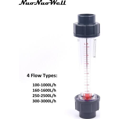 1pc NuoNuoWell DN25 32mm Plastic Flow Meter 100-1000L/H 160L/H-1600L/H 250-2500L/H 300-3000LH Liquid Water Flow Meter Rotameter
