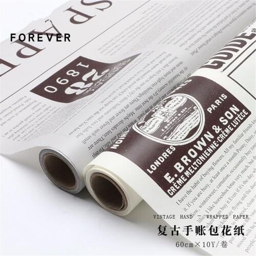 10 Yard English Newspaper Waterproof Plastic Paper Flower Shop Bouquet Floral Art And Fresh Flower Packaging Materials