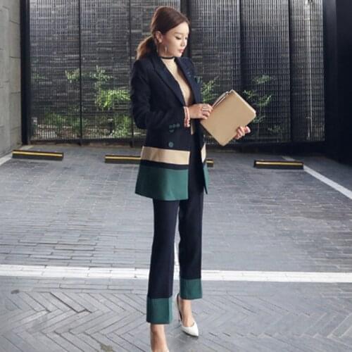 2019 Autumn Womens 2 Piece Pant Suits Women Casual Office Business Suits Formal Work Wear Sets Elegant Pant Suits Vestidos