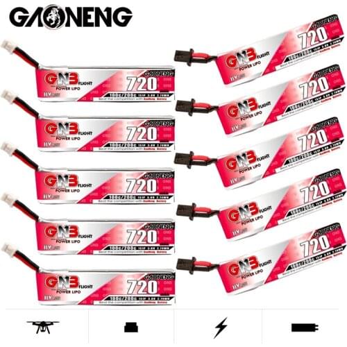 5Pcs/Set GAONENG GNB 1S HV Lipo Battery Max 200C 3.8V 720mah PH2.00/GNB27 Plug for Quadcopter FPV Drone Tinywhoop Frame RC Drone
