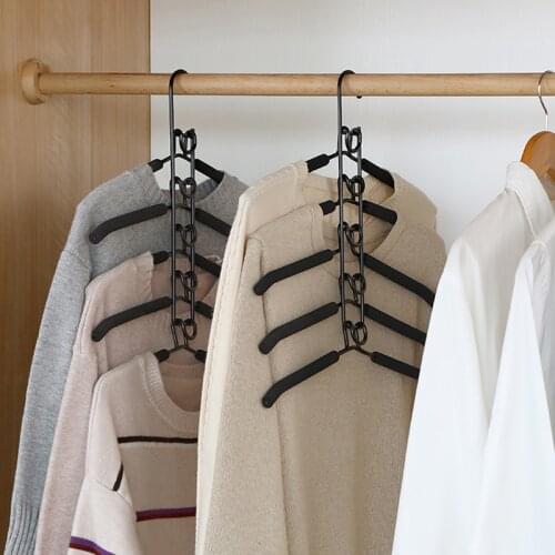 5-Layer Coat Hanger Clothes Rack Metal Detachable Garment Hanger Storage Adult/Child Wardrobe Laundry Drying Rack Organization