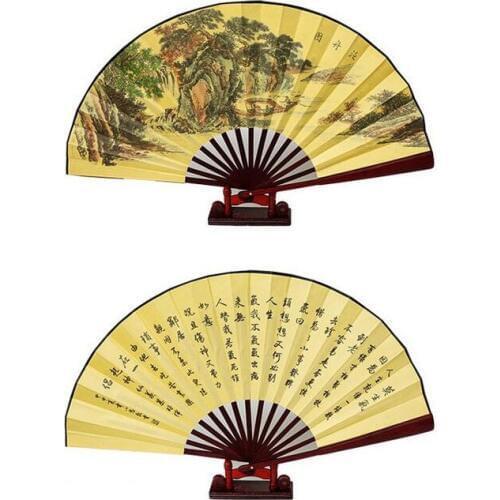 50pcs/lot Chinese Traditional Style Bamboo Frame Landscape Mountain Painting Printed Folding Hand Fan Free Shipping ZA4078