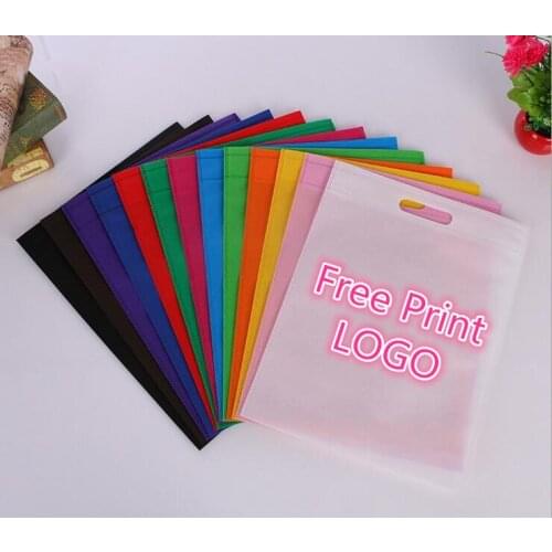 Free Printing LOGO 500PCS/LOT Free Shipping 5 Size Available Non-woven Bag Gift Packaging Bag Party Supplies
