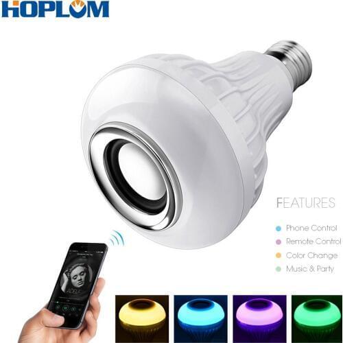 Wireless Bluetooth Speaker Bulb Light 12W LED RGB Smart Music Play Lamp Remote
