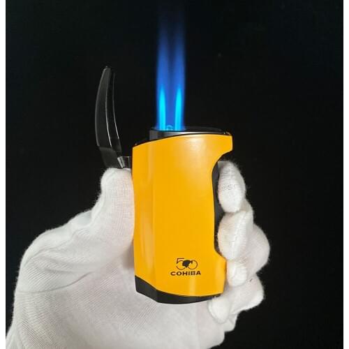 Cohiba Metal Cigar Lighter With Double Jet Flame Torch Lighter And Use Butane Gas Cigarette lighter for Best Gift