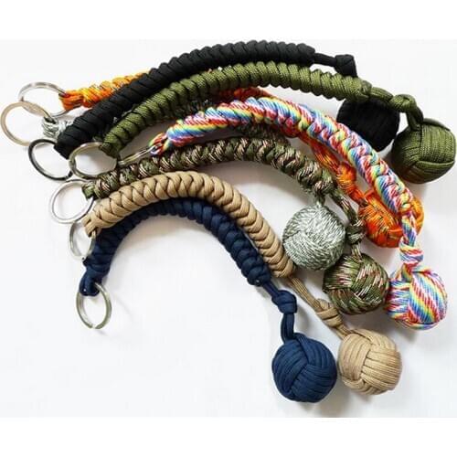 T-AMQ Outdoor Security Protection Black Monkey Fist Steel Ball Bearing Self Defense Lanyard Survival Key Chain Broken Windows-60
