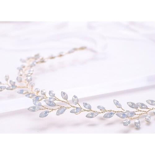 Handmade Headdress Crystal Silver Color Headband Women Headpeice Rhinestone Tiara Bride Garland Wedding Hair Accessories